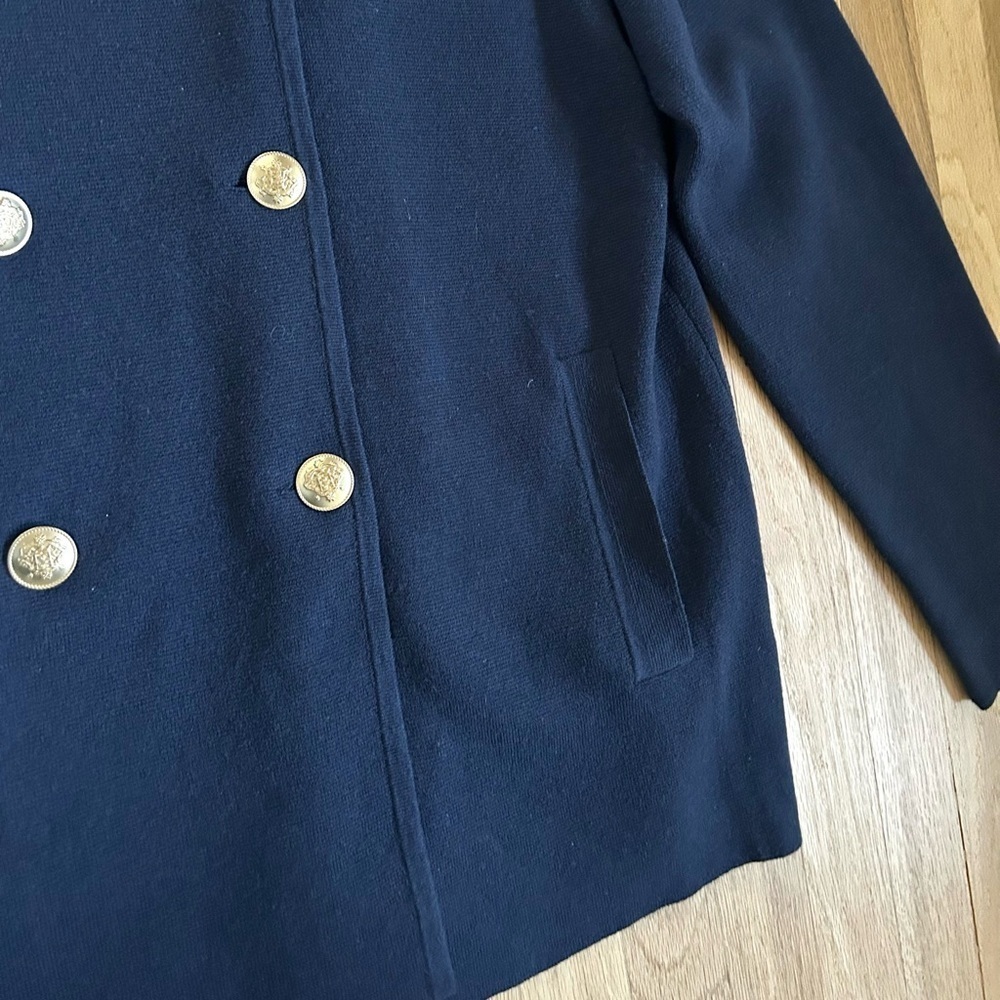 J.CREW warwick double breasted sweater blazer military prep navy size L - Picture 10 of 15